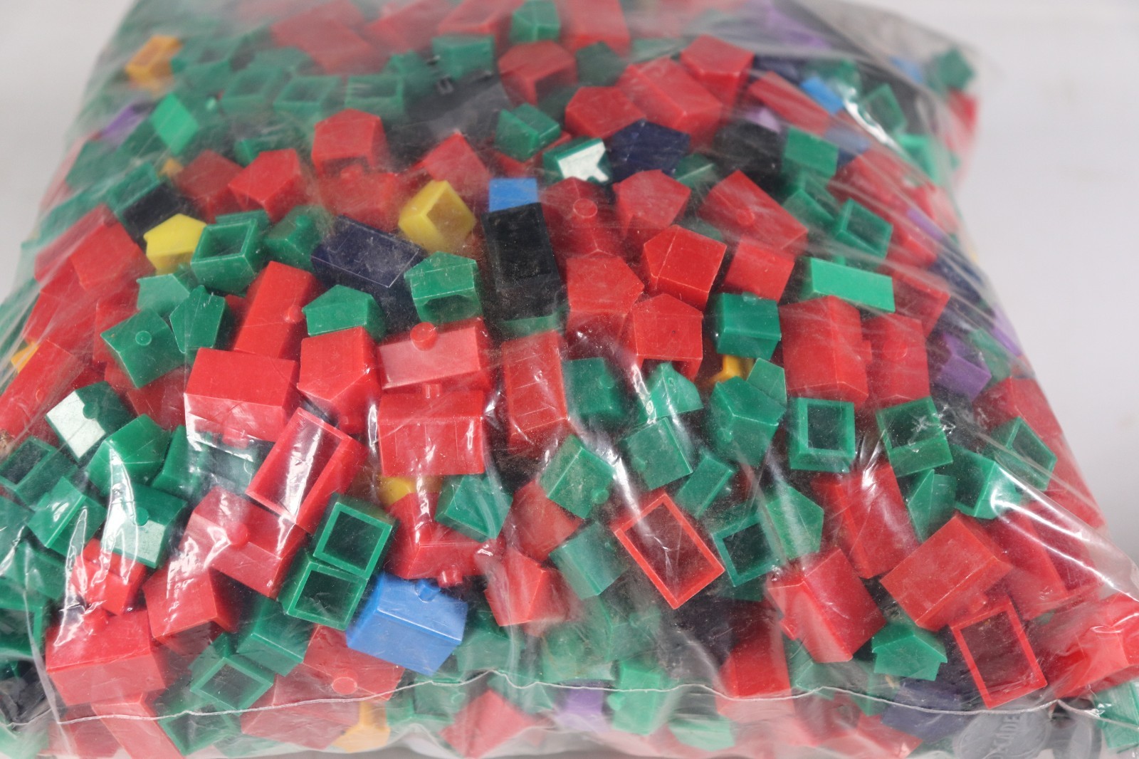 VTG Monopoly Plastic Game Pieces Lot, Gallon Bag Houses Hotels Tokens eL