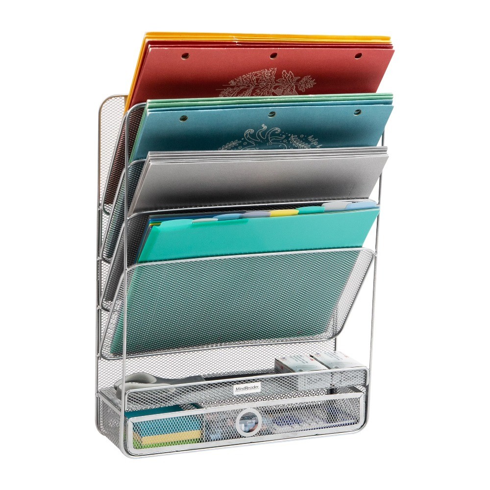 Mind Reader 4-Tier Vertical File Storage, Desktop Organizer, Wall Mount, Office