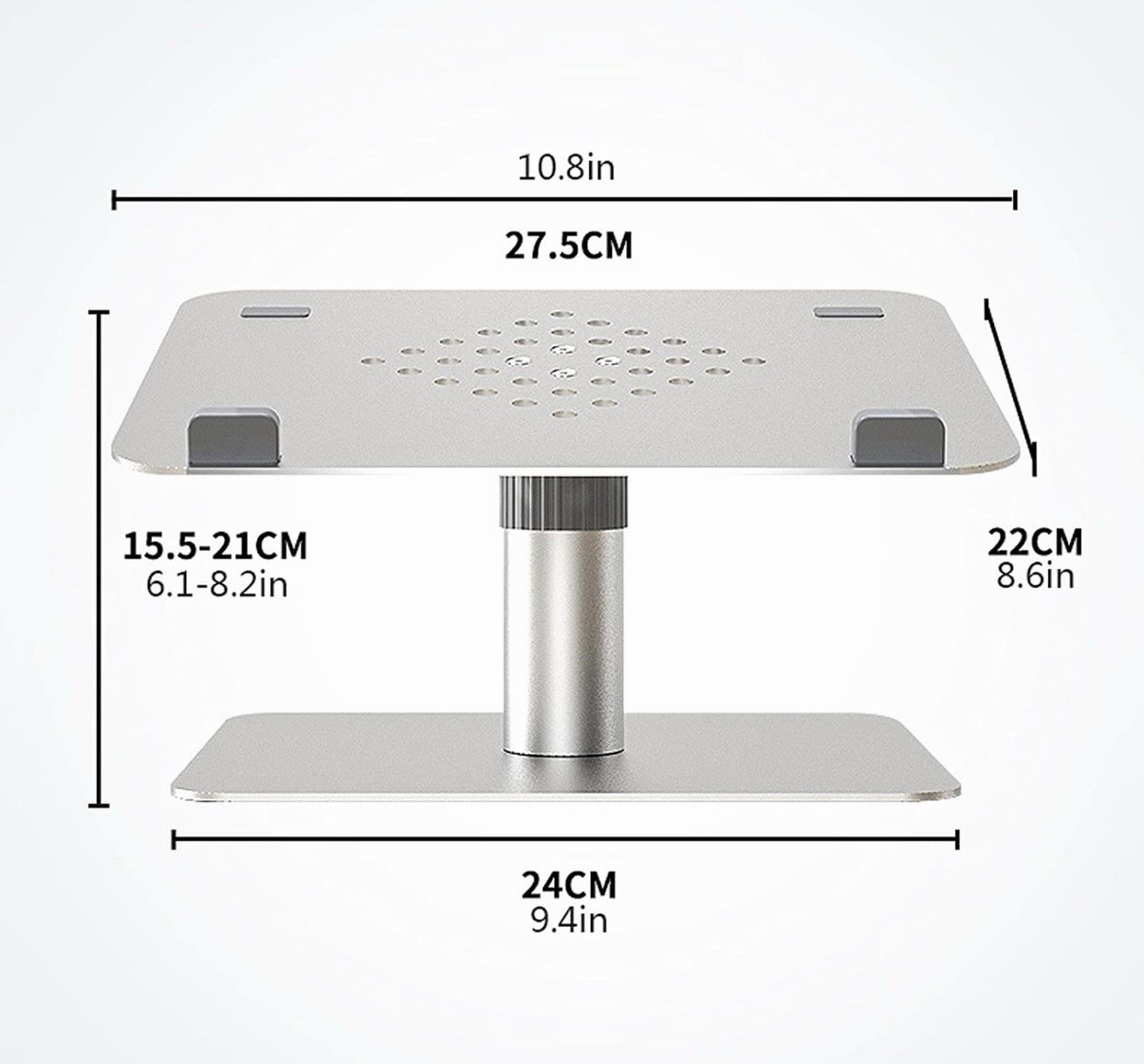 Adjustable Computer Laptop Stand For Desk Silver Finish