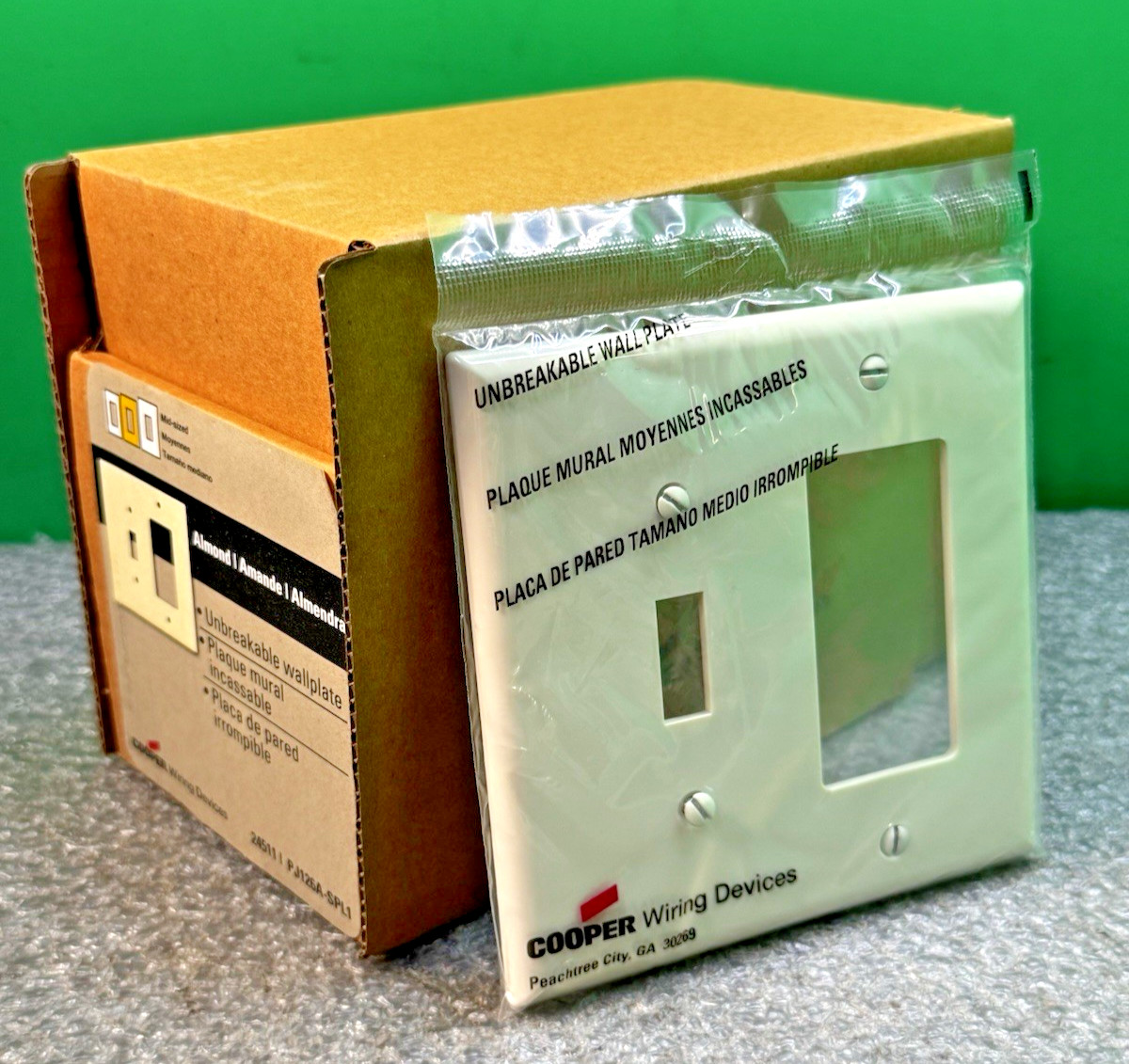 10 Cooper Mid-Size Wallplates PJ126A-SPL1 Almond Toggle Switch Decorator/GFCI
