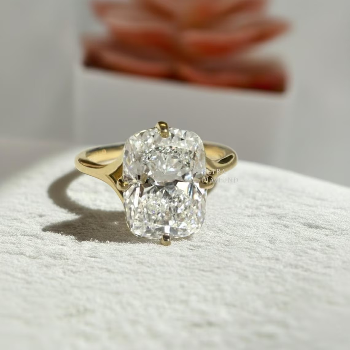 5 Carat Elongated Cushion Cut Ring Lab created Diamond Wedding Ring