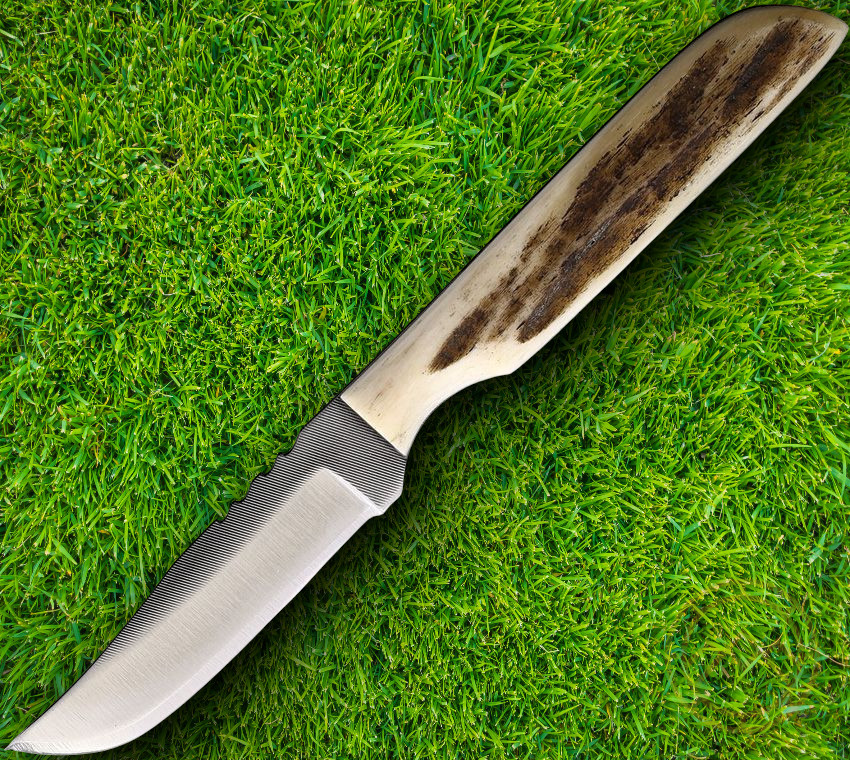 Anza Mini Fixed Knife 2.25" Made From A File Carbon Steel Blade LJ Bone Handle