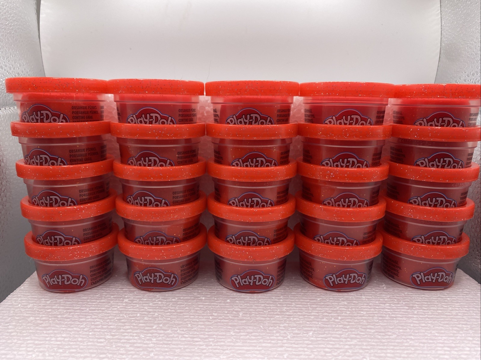 Hasbro Play-Doh (25) 1 Ounce Containers SPARKLE RED GLITTER