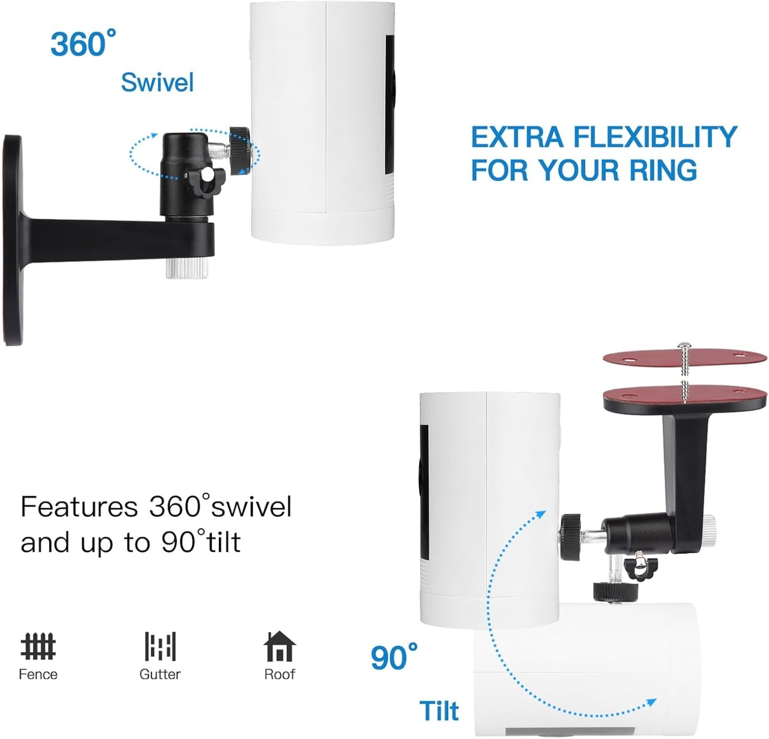 360-Degree Swivel Security Camera Mounts - Easy Installation, Durable Design