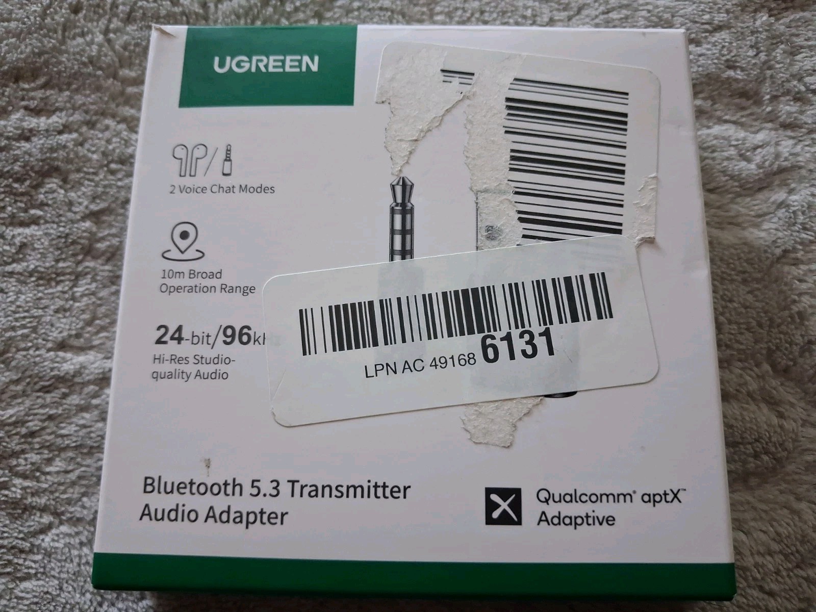 UGREEN USB Bluetooth Audio Transmitter 3.5mm Microphone, Bluetooth 5.3 Adapter
