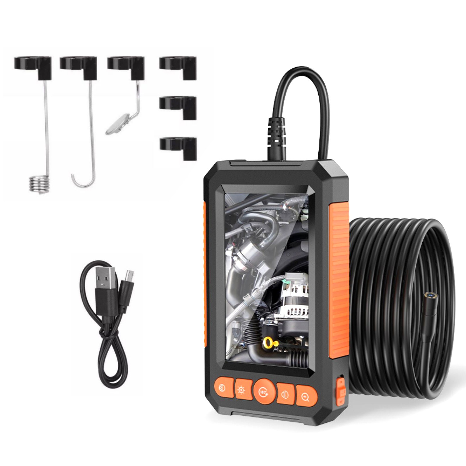 5M/16.4Ft Industrial Endoscope-4.3-inch HD Color Screen, 5-Hour Endurance