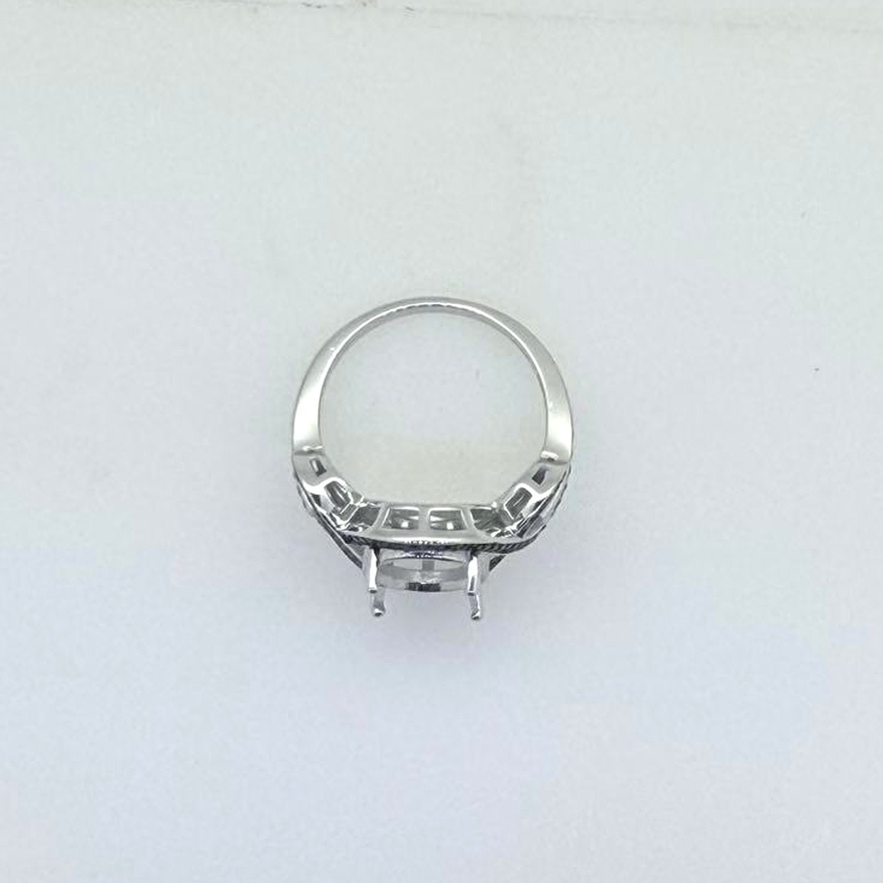 Sterling Silver Semi Mount Ring Setting Oval 12x10mm Black Spinel size 9
