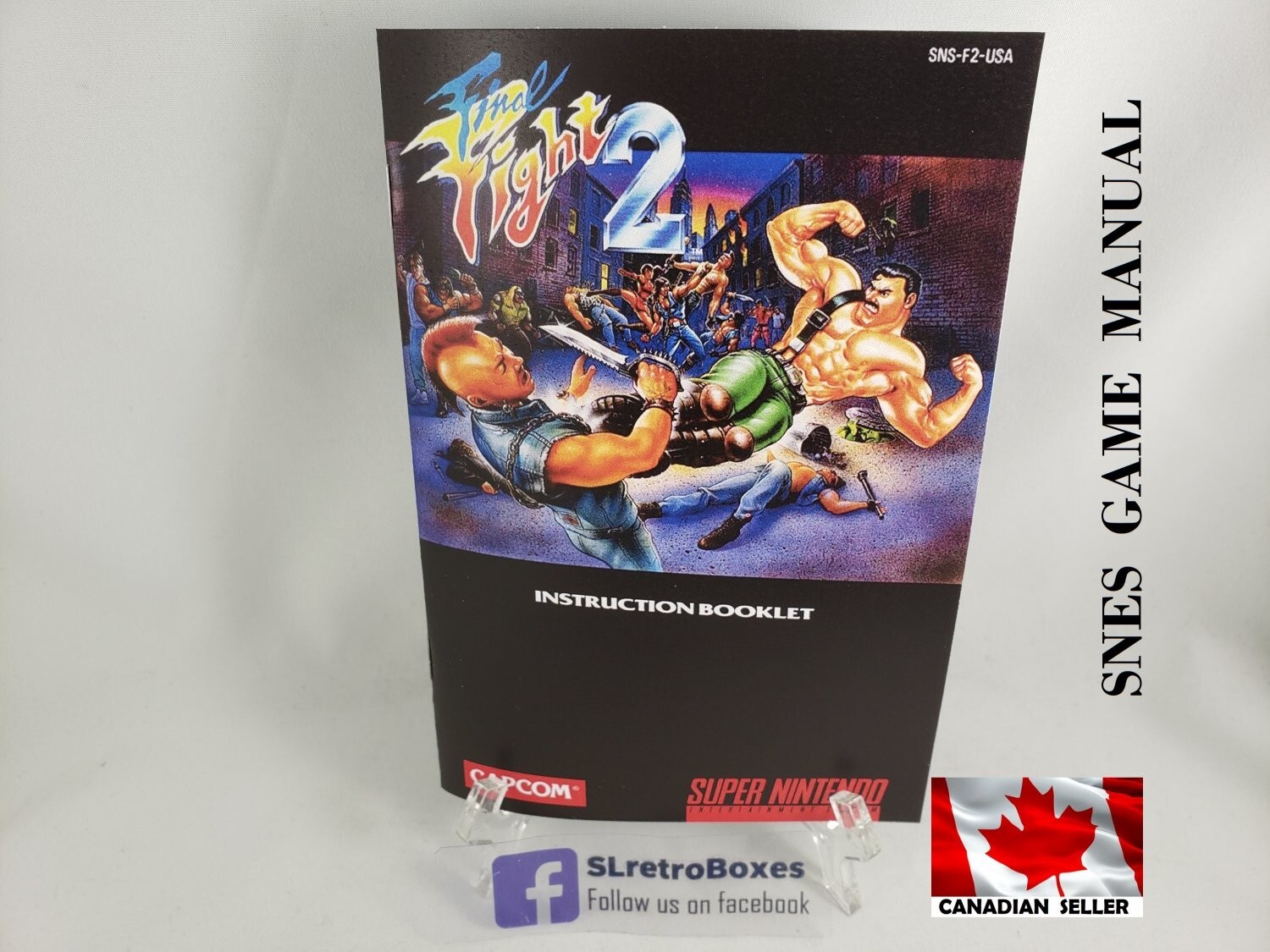 MANUAL SNES - FINAL FIGHT 2 - Super Nintendo 'Replacement' Instruction Booklet