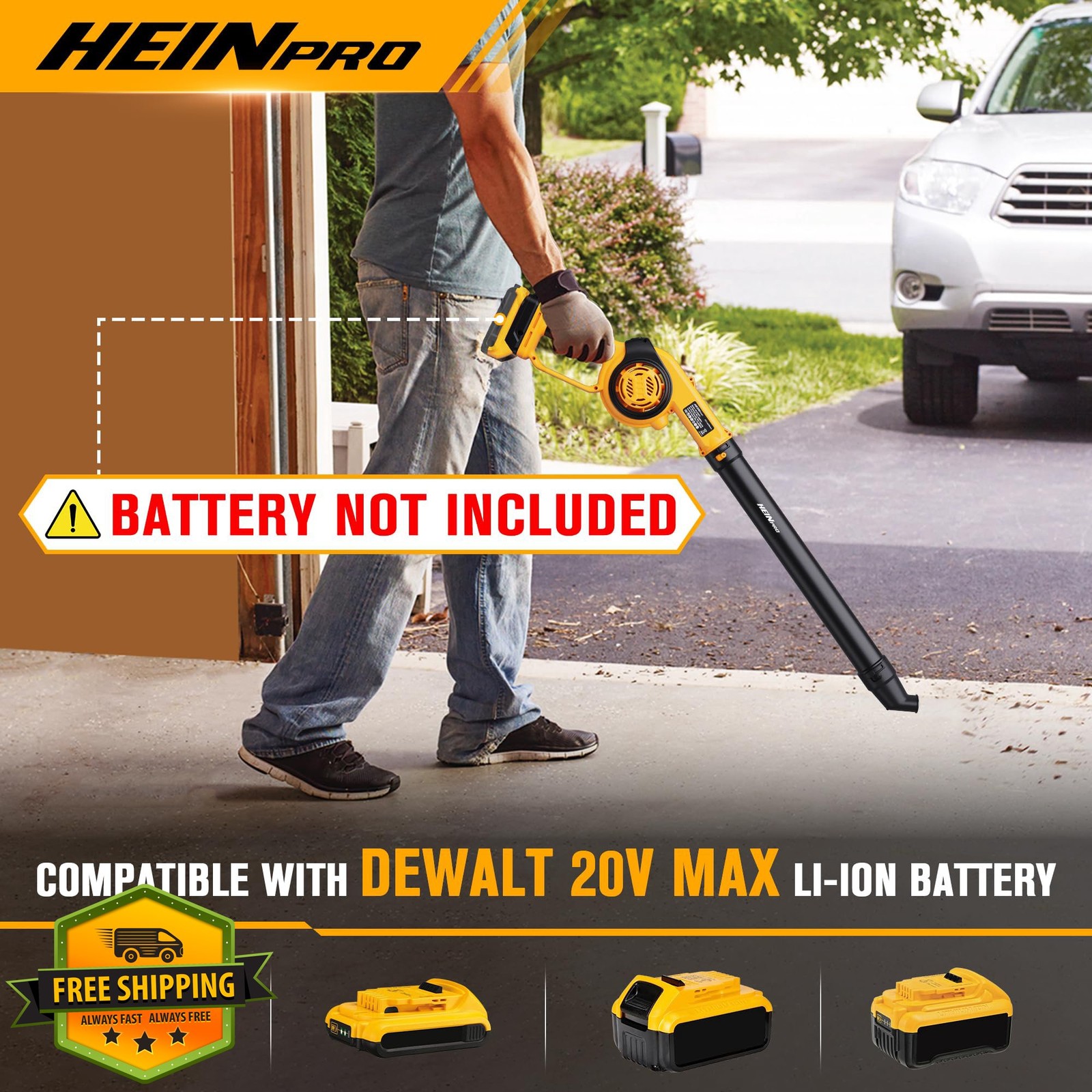 HEINPRO Cordless Leaf Blower, Dewalt 20V Max Tool Only, 200MPH