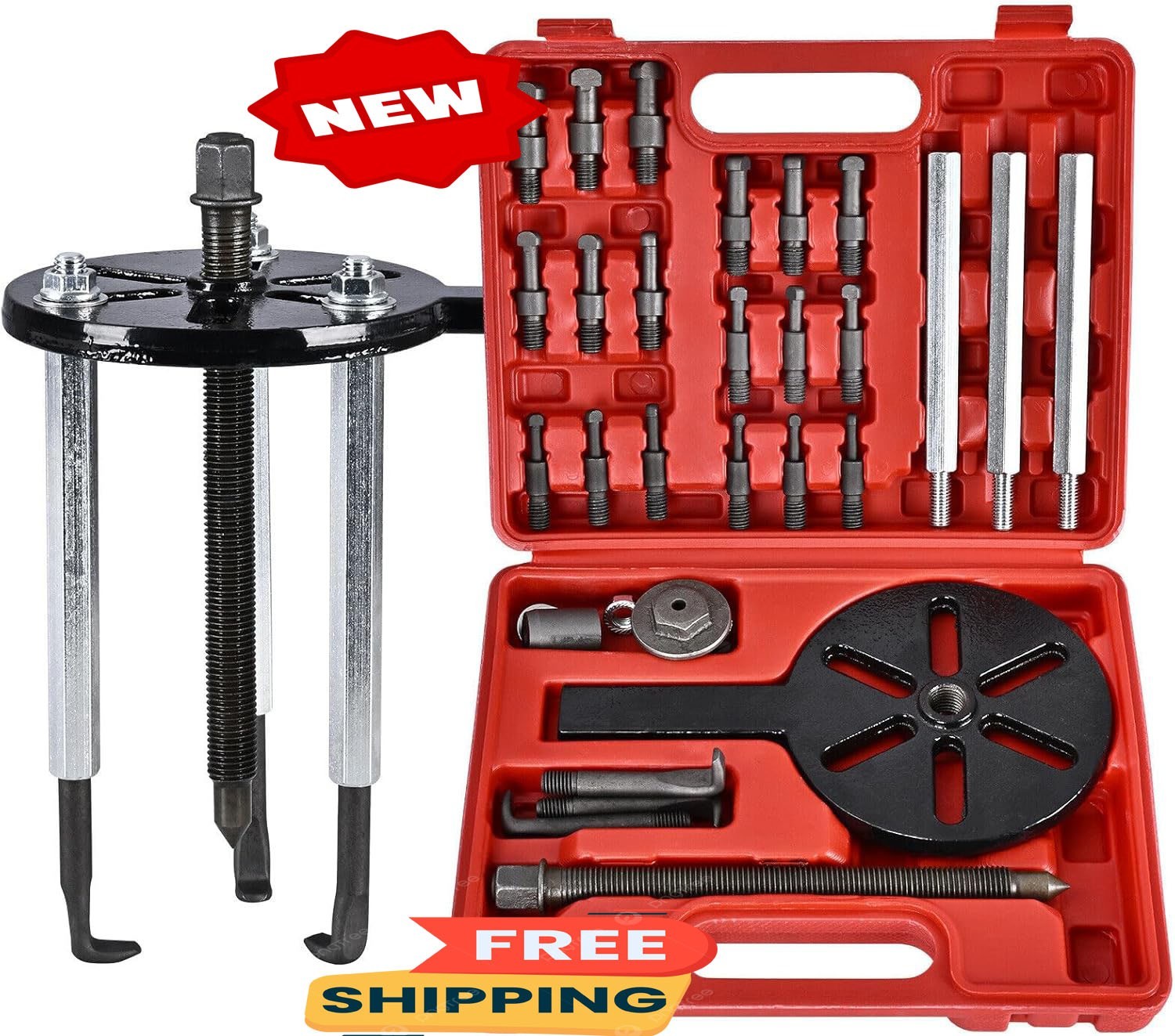 Kit de extractor de rodamientos, extractor de 3 mordazas con orificio interior,