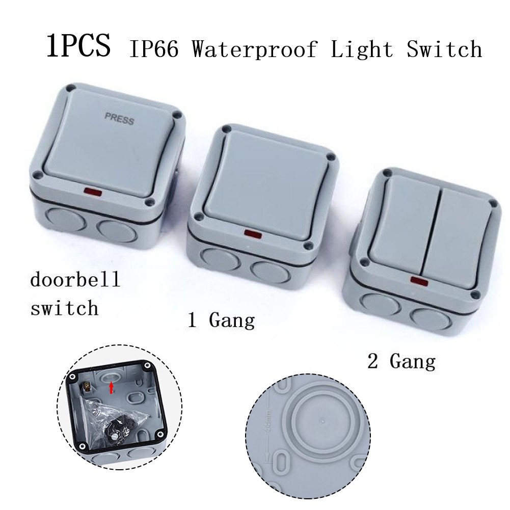 PC Flame Retardant Material Switch Doorbell Switch for 2 GANG 88*88*58mm Light