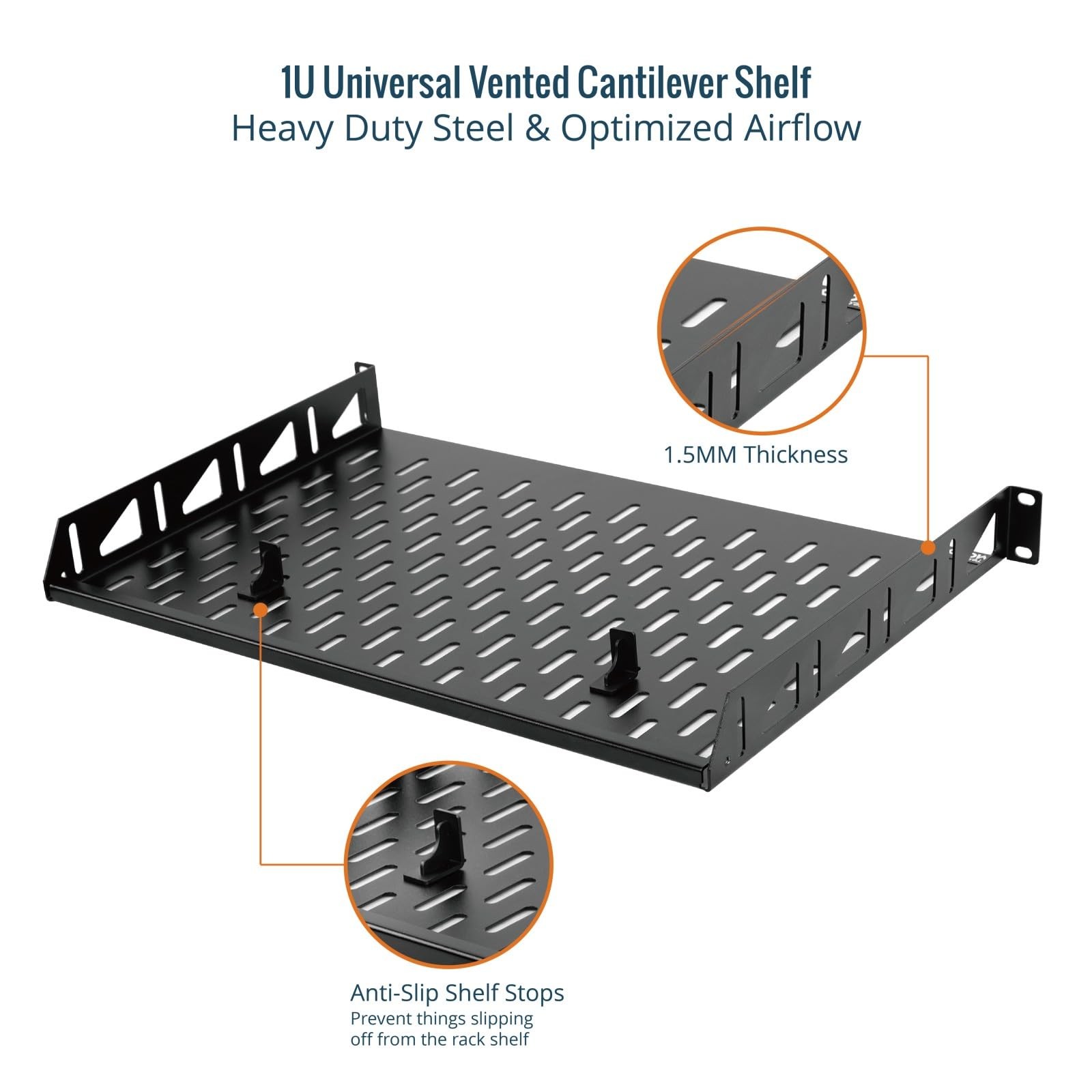 Tecmojo 1U Rack Shelf,19 inch Shelf 12 Depth,Rack 12 in/2pack,