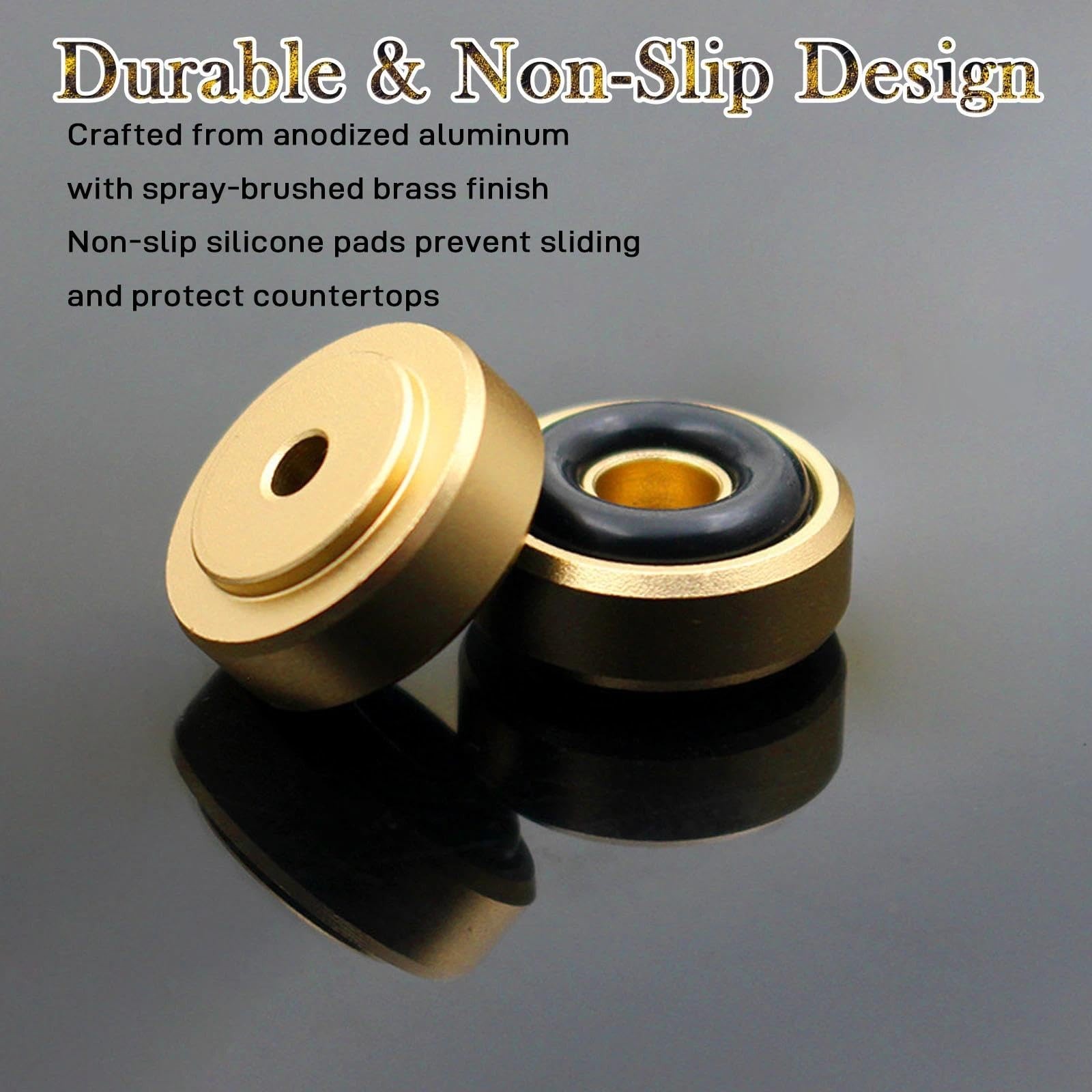 Brass Cutting Board Feet Set with Non-Slip Pads and Screws for Furniture