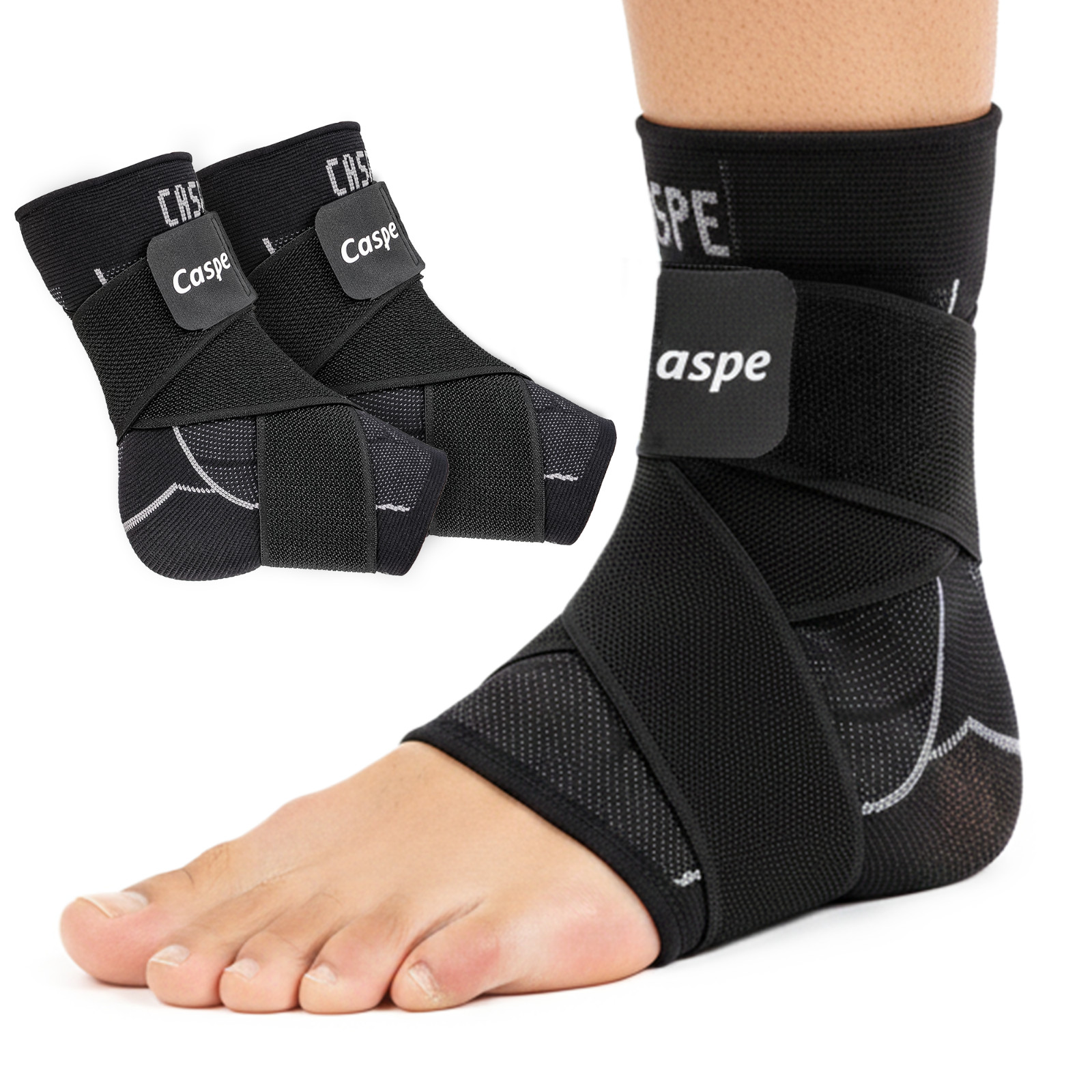 Caspe 2X Ankle Support Brace Compression Sleeve Socks Elastic Foot Pain Relief