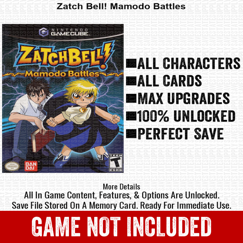 Zatch Bell Mamodo Battles 100% Nintendo GameCube Memory Card Save CHEATS