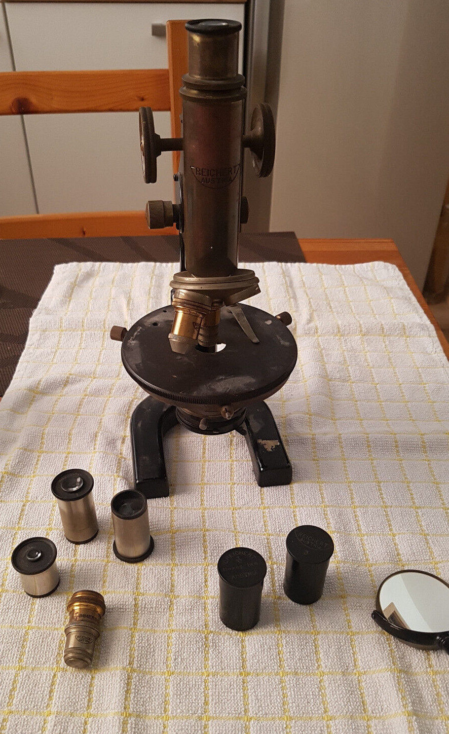 REICHERT MICROSCOPE MIKROSKOP SIGHT OPTICS 1920 - 30 ANTIQUE VINTAGE