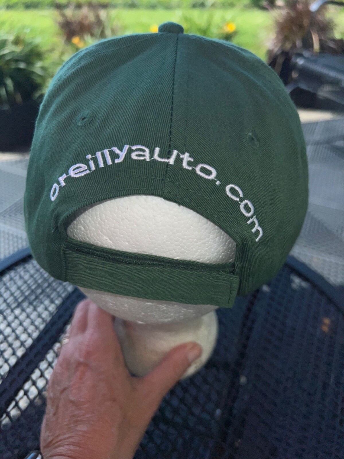 O’Reilly Auto Parts Green with White Hat Cap Hook Loop EUC
