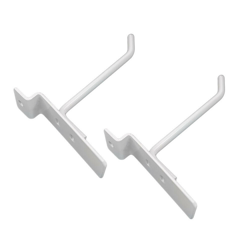 4" Slatwall Hook Panel Display Hooks, 1/4" Thickness Metal, Gloss White - PACK 2