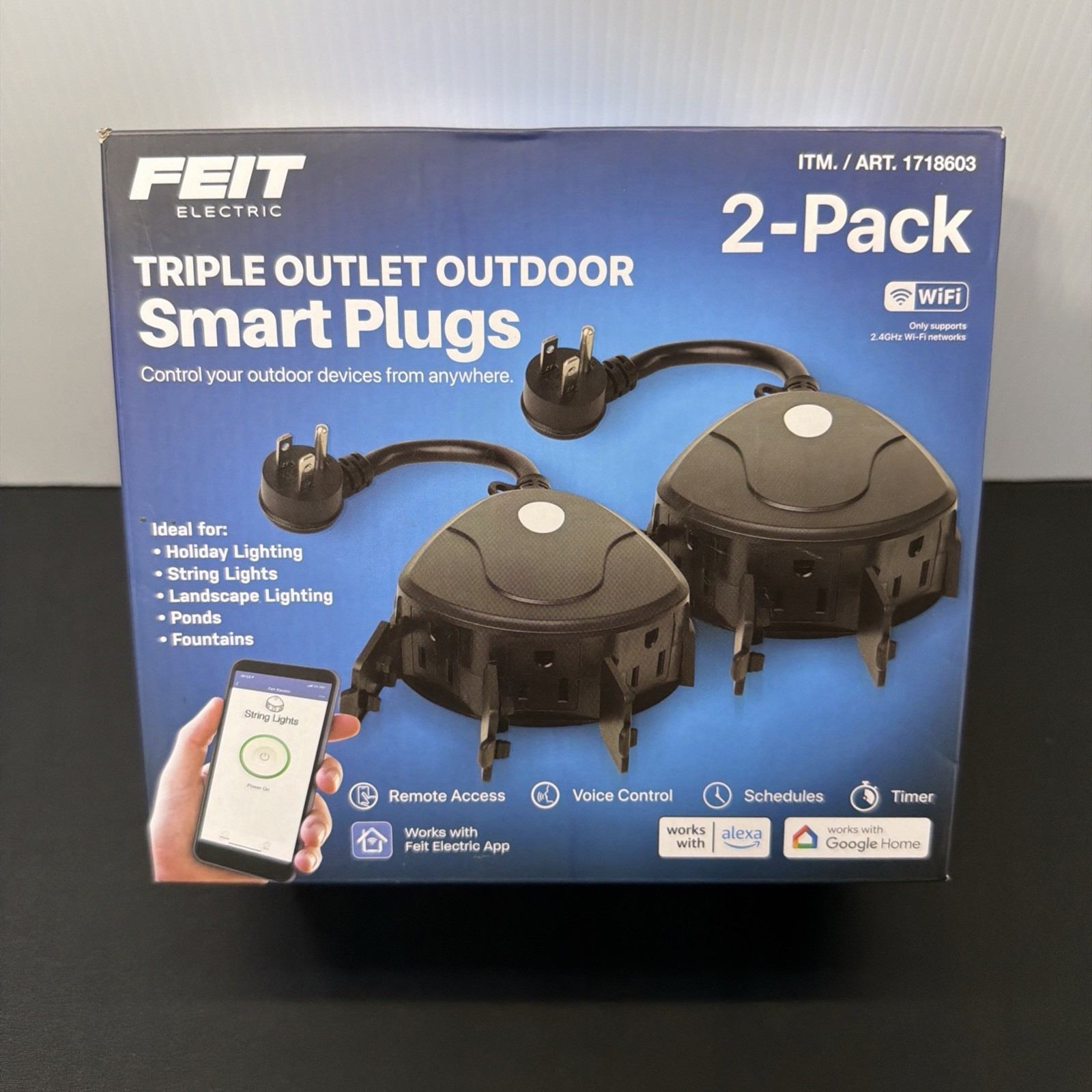 Feit Electric Triple Outlet Outdoor Smart Plugs – 2-Pack | Alexa & Google