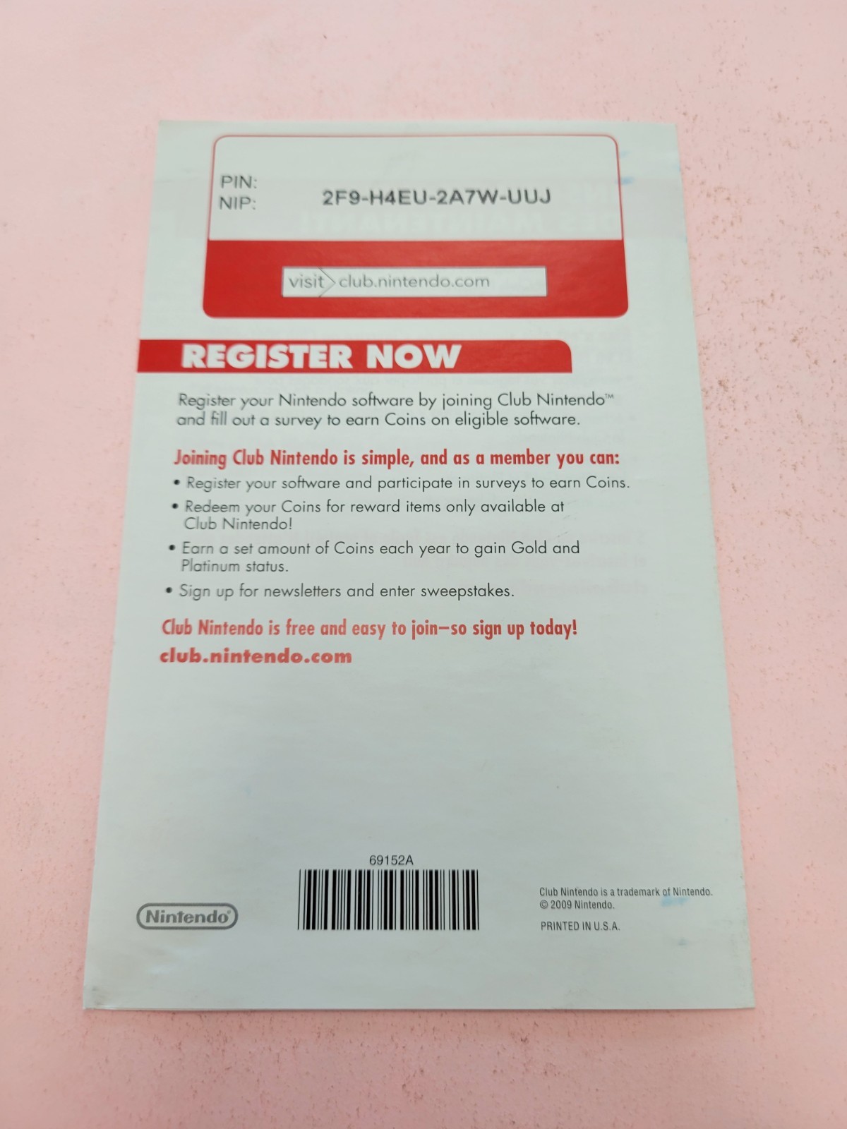 Nintendo Club Wii INSERT ONLY Authentic
