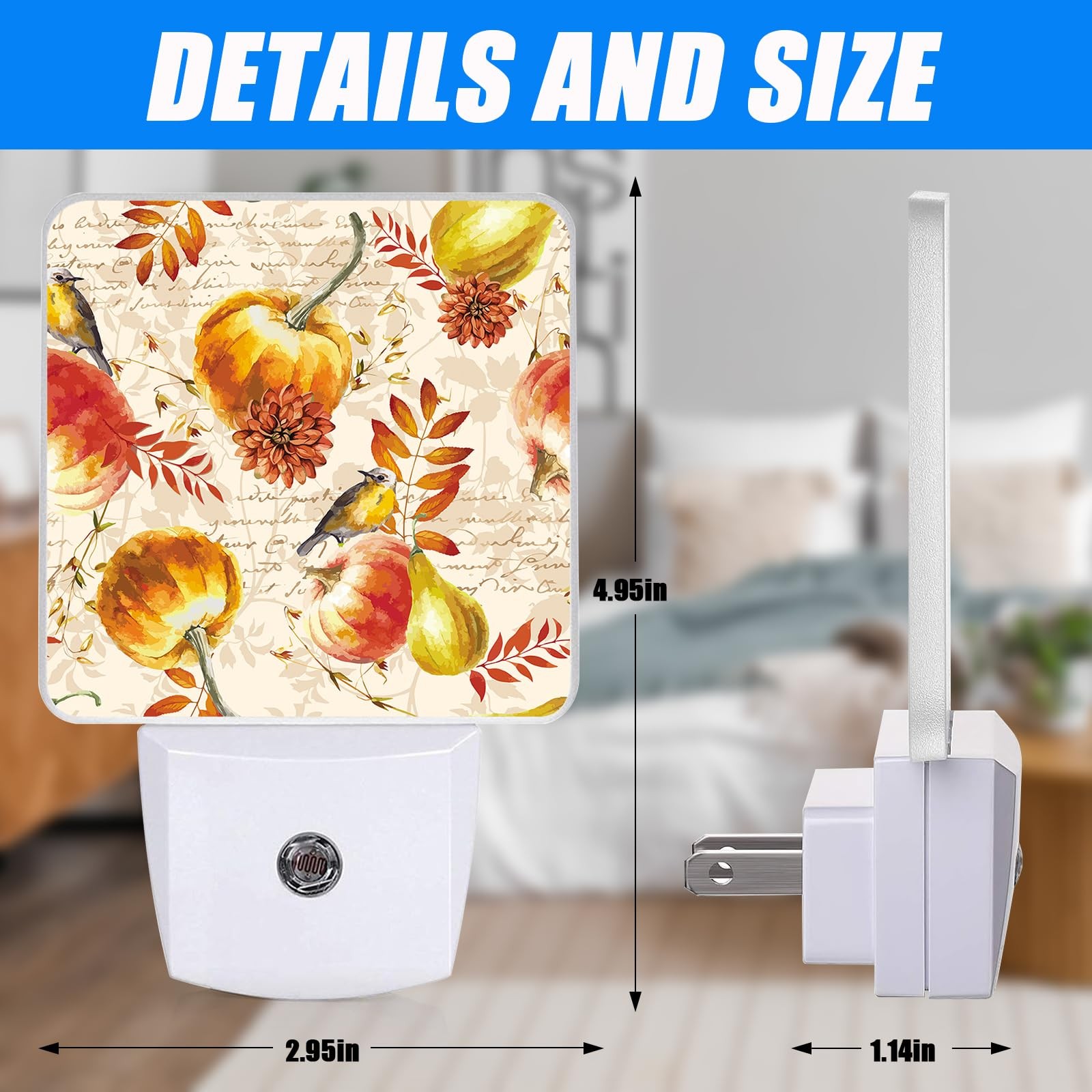 Autumn Pumpkins Night Light,Thanksgiving Fall Nightlight Plug into Wall,LED L...