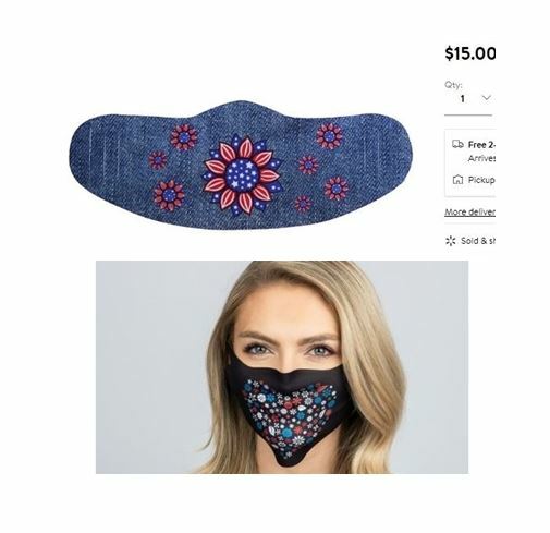 4 Pack Unibody Soft Stretch Face Mask 1 Size Fits Most Heart Flower Made In USA