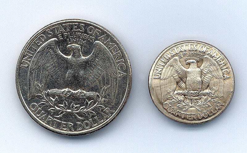 Uncirculated 1996-98 P or D  Quarter, Magnetically SHRUNK to Diameter of a Dime!