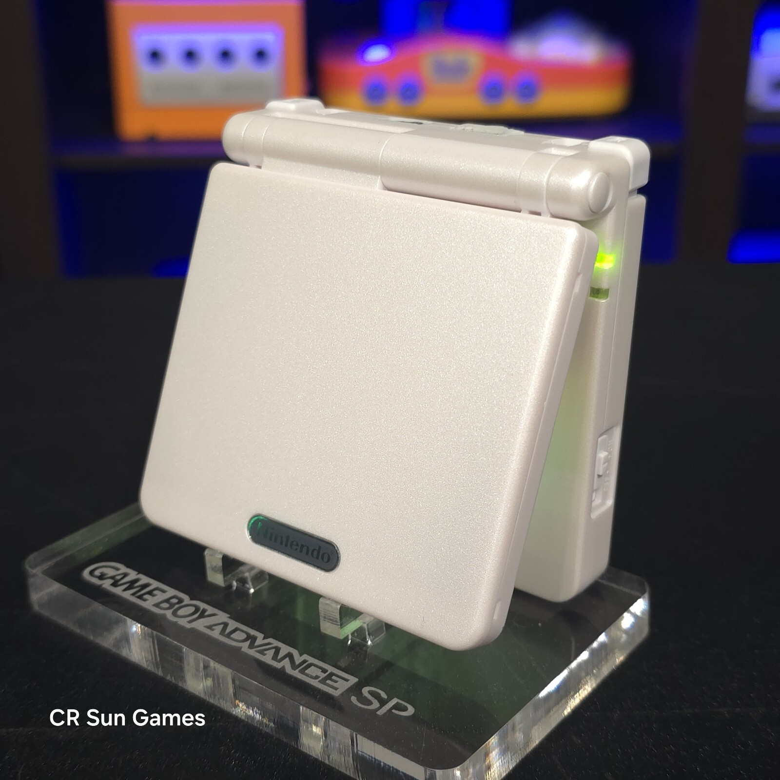 White on White Nintendo Game Boy Advance GBA SP IPS Screen And USB-C Mod