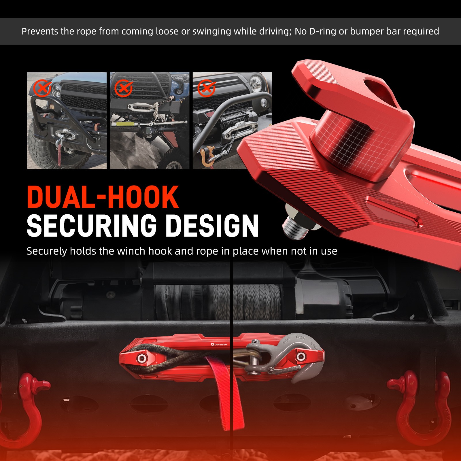 Recovery 10 inch Winch Fairlead Cable Guide Mount Dual-Hook Securing Design
