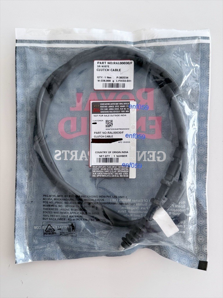 ROYAL ENFIELD CLUTCH CABLE SUPER METEOR 650 . PART NO RAL00030/F . GENUINE.