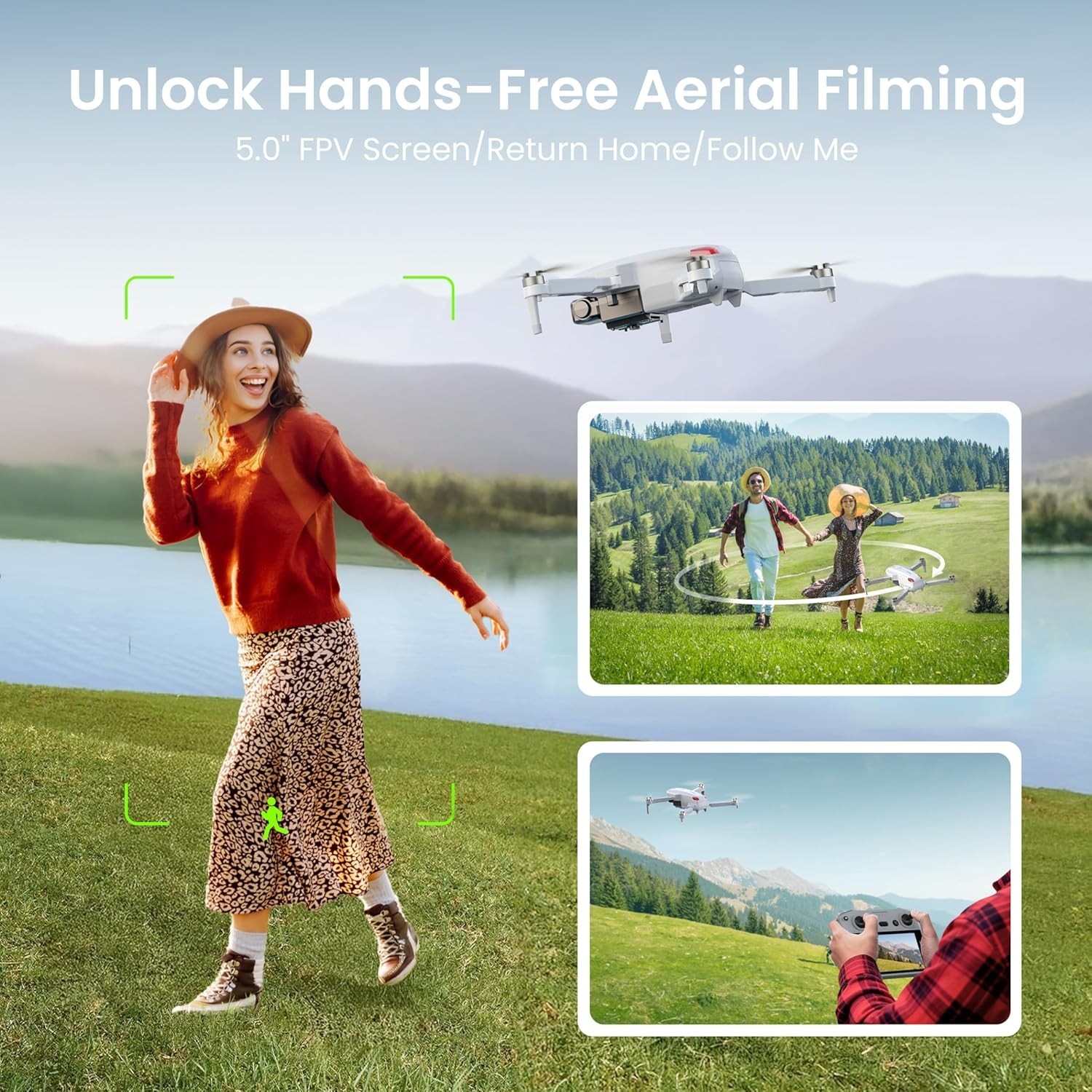 RC Drone with EIS 4K Camera for Adults, GPS Drone with 5.0" Screen on Controller