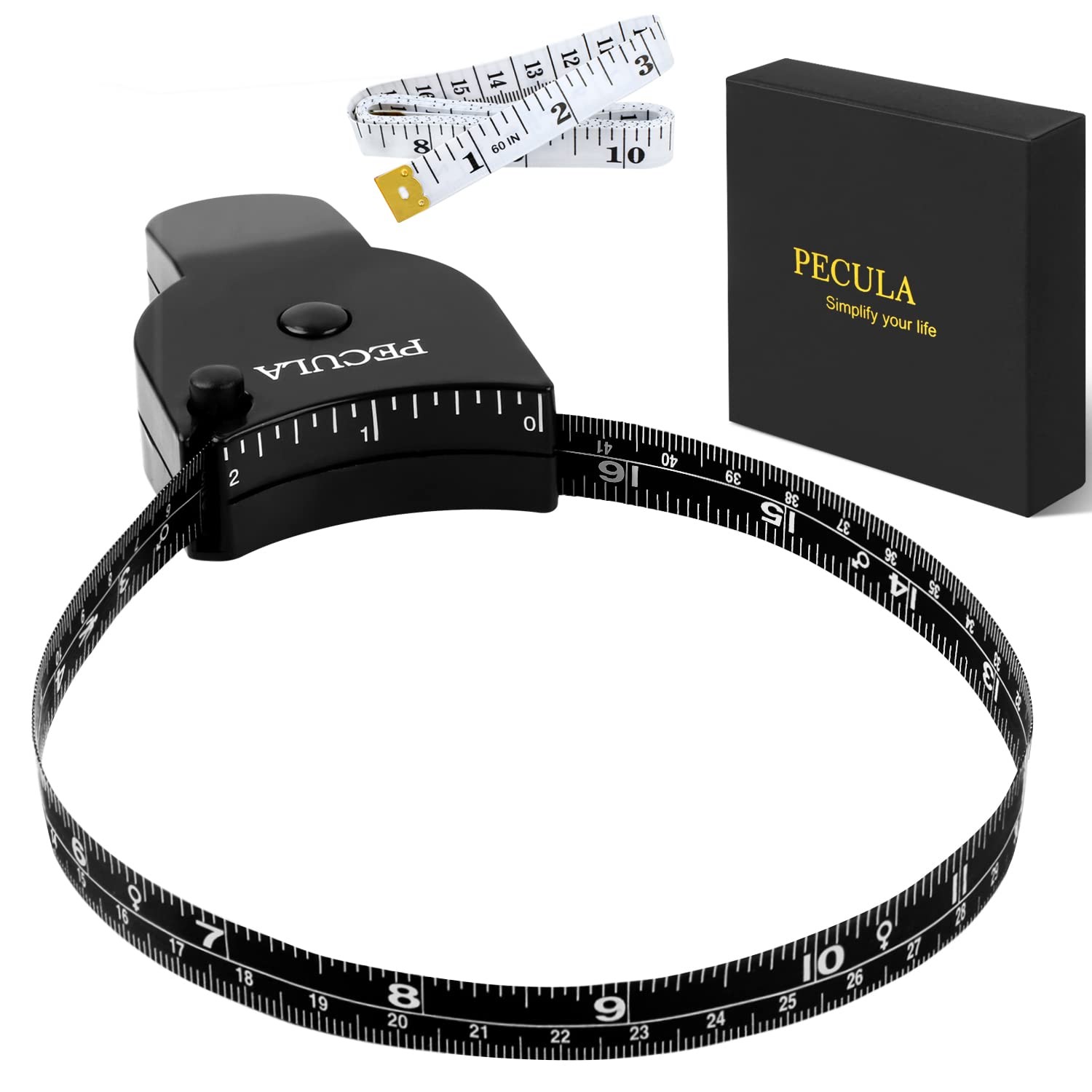 Body Measuring Tape 60 inch, Measure, Lock Pin and Push White