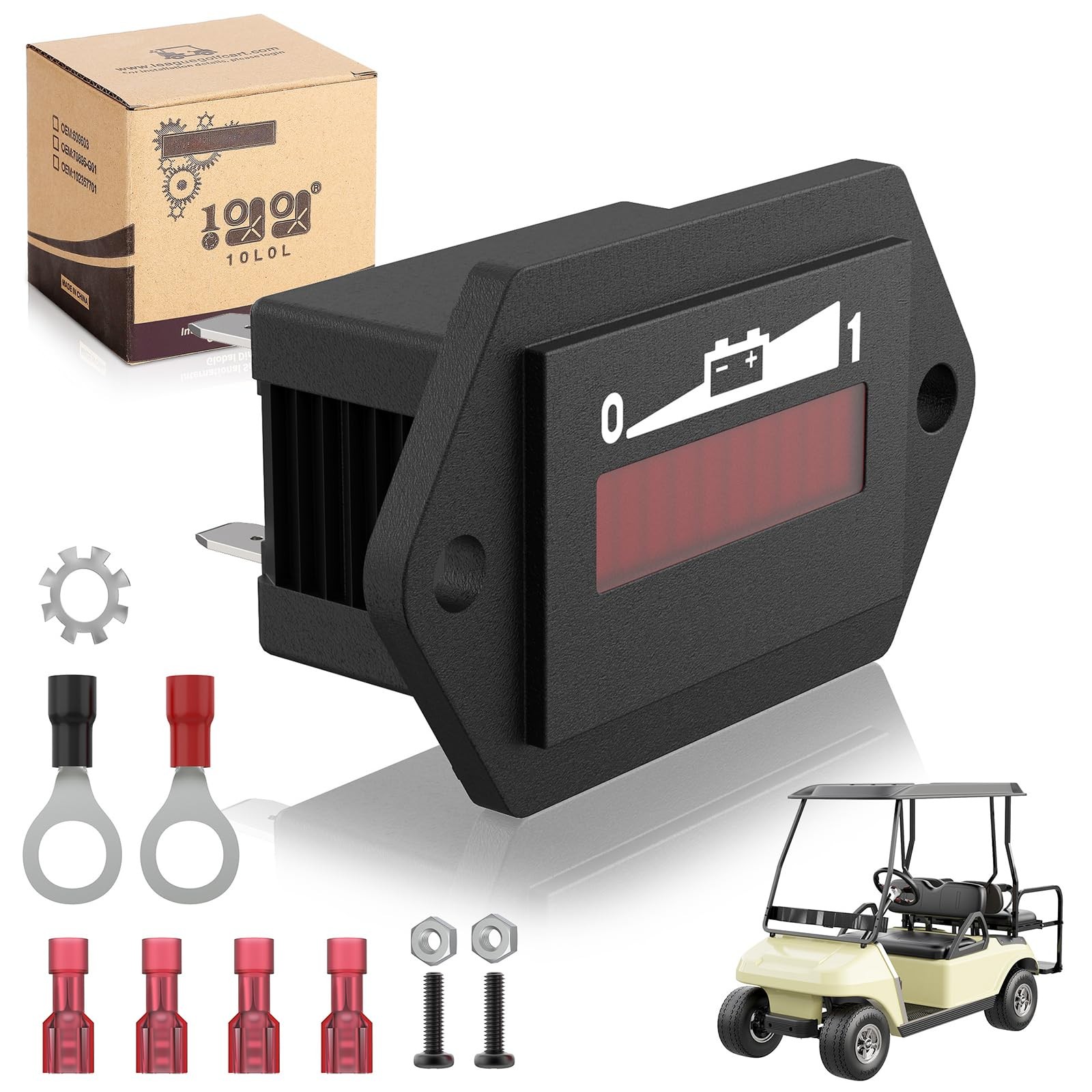 10L0L Golf Cart Battery Meter 36V, Waterproof LED Voltage Display for 36V