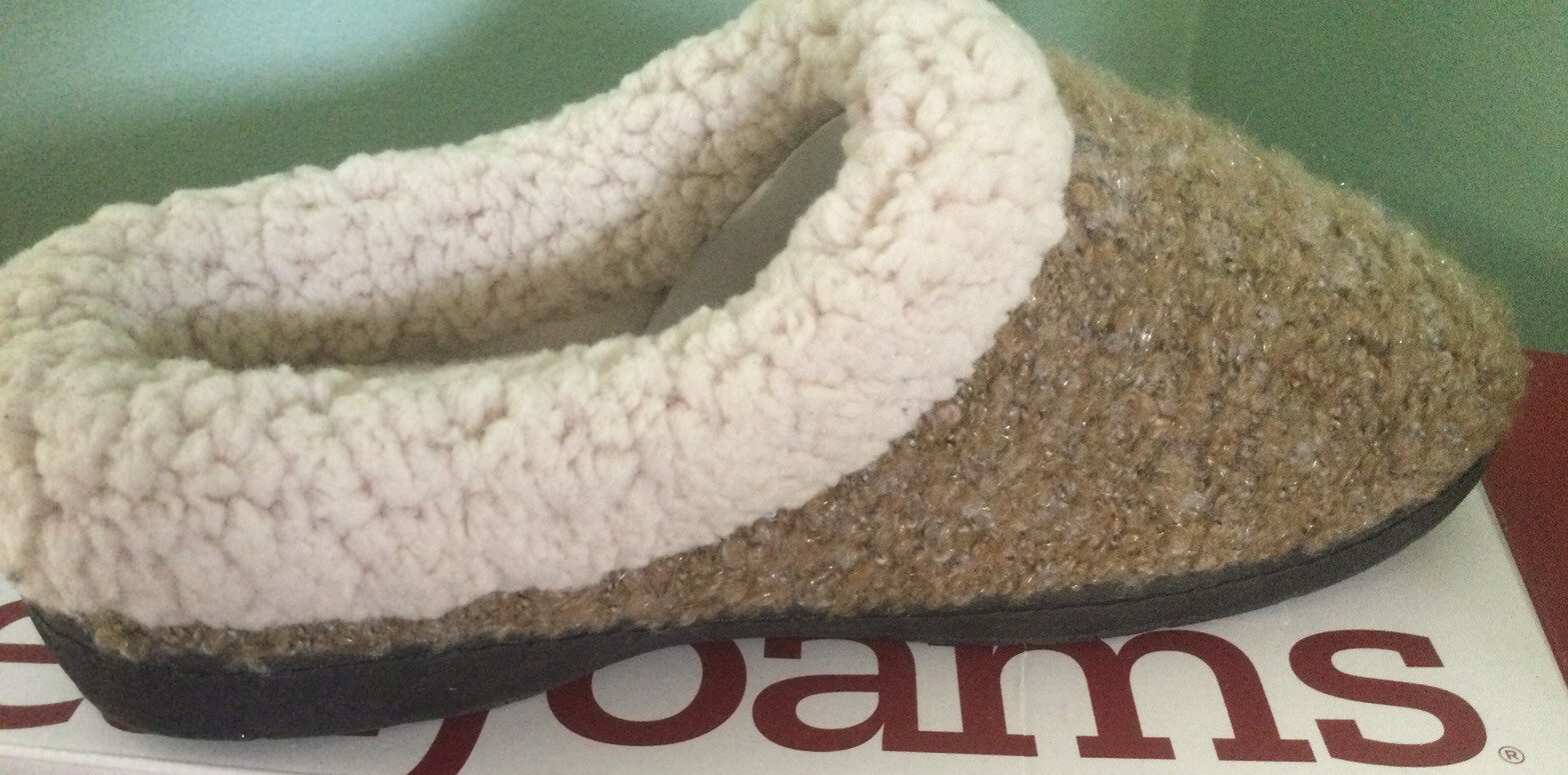 Women Dearfoams Slippers Desert Sherpa Insole/Trim Slip On Medium 7-8 New In Box