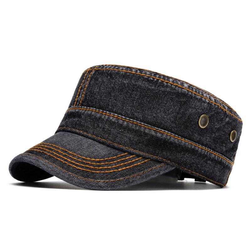Men Denim Military Army Cadet Adjustable Flat Trucker Newsboy Hat Baseball Cap