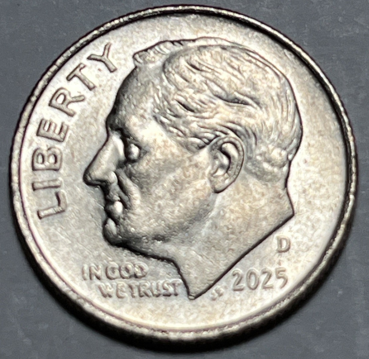 2025 D Roosevelt Dime Errors Strike Through Grease Both Sides