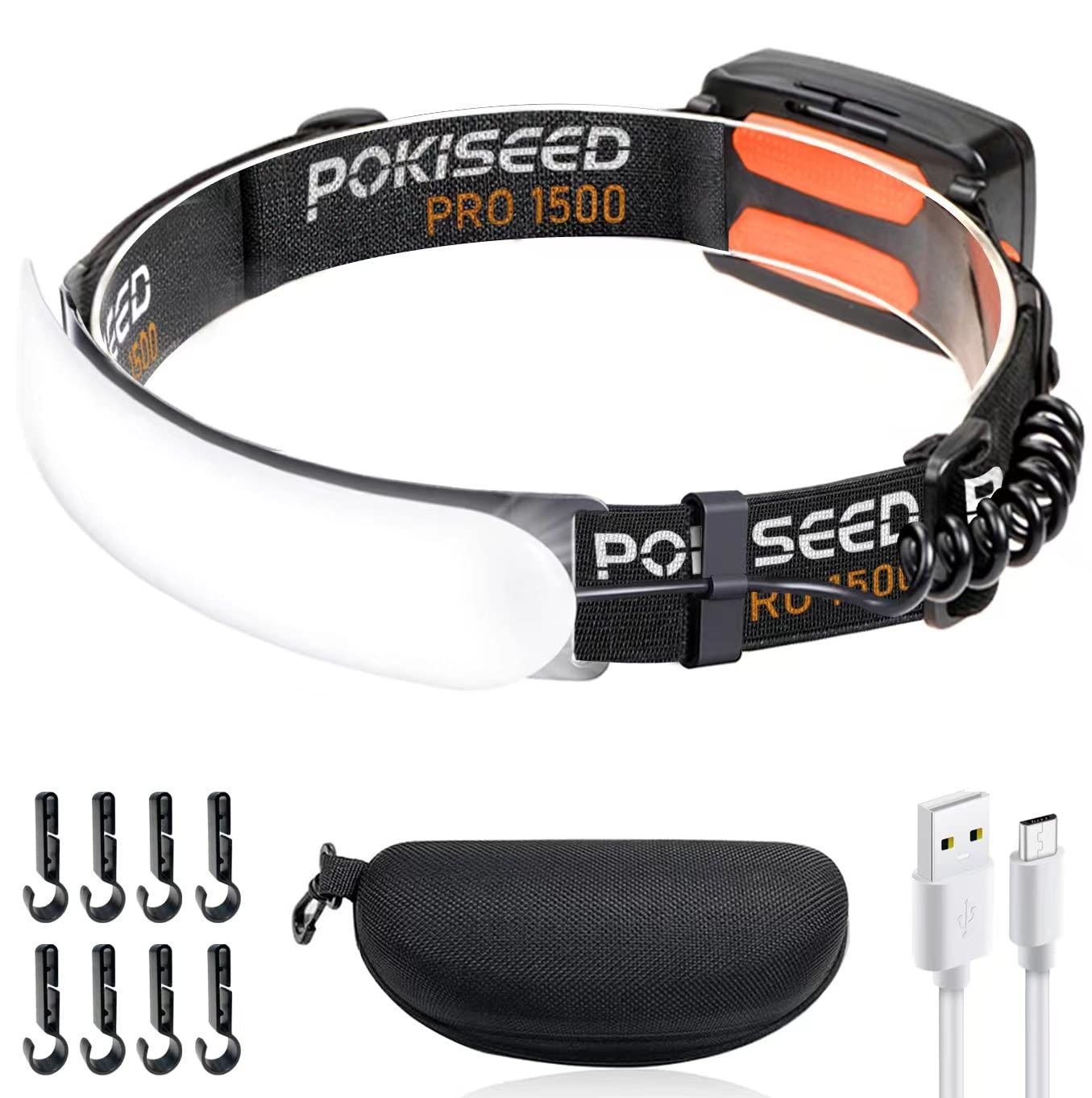 1500 Lumens Rechargeable LED Headlamp with 230° Beam, 3 Modes, IPX6 Waterproo...