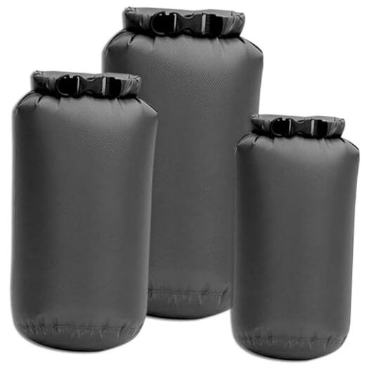 Waterproof Dry Bags - 3 Pack (5L, 10L, 20L) - Lightweight Grey Storage Bag