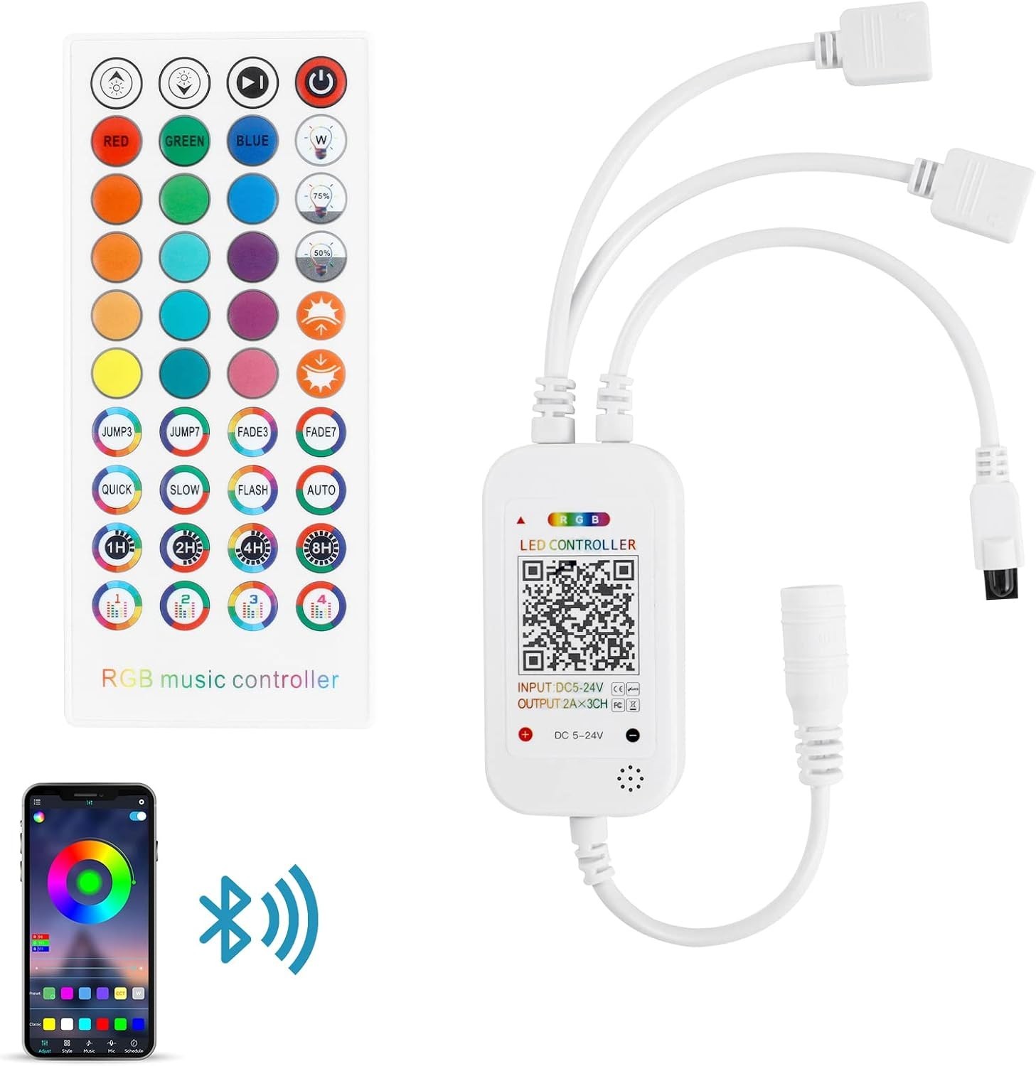 Versatile Bluetooth RGB LED Controller with Music Sync & Timer Function