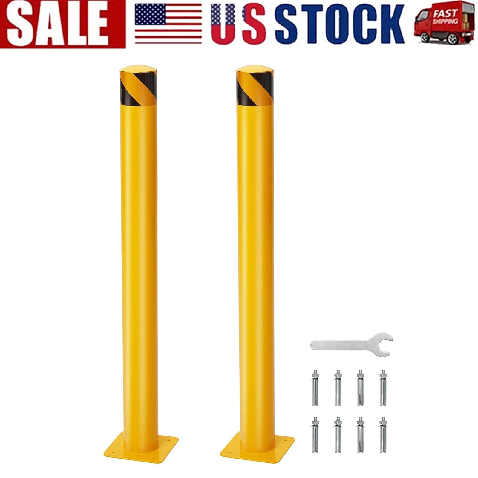 ✨2Pack 42'' Safety Bollard Posts for Facility & Current Protection 4.5" Diameter