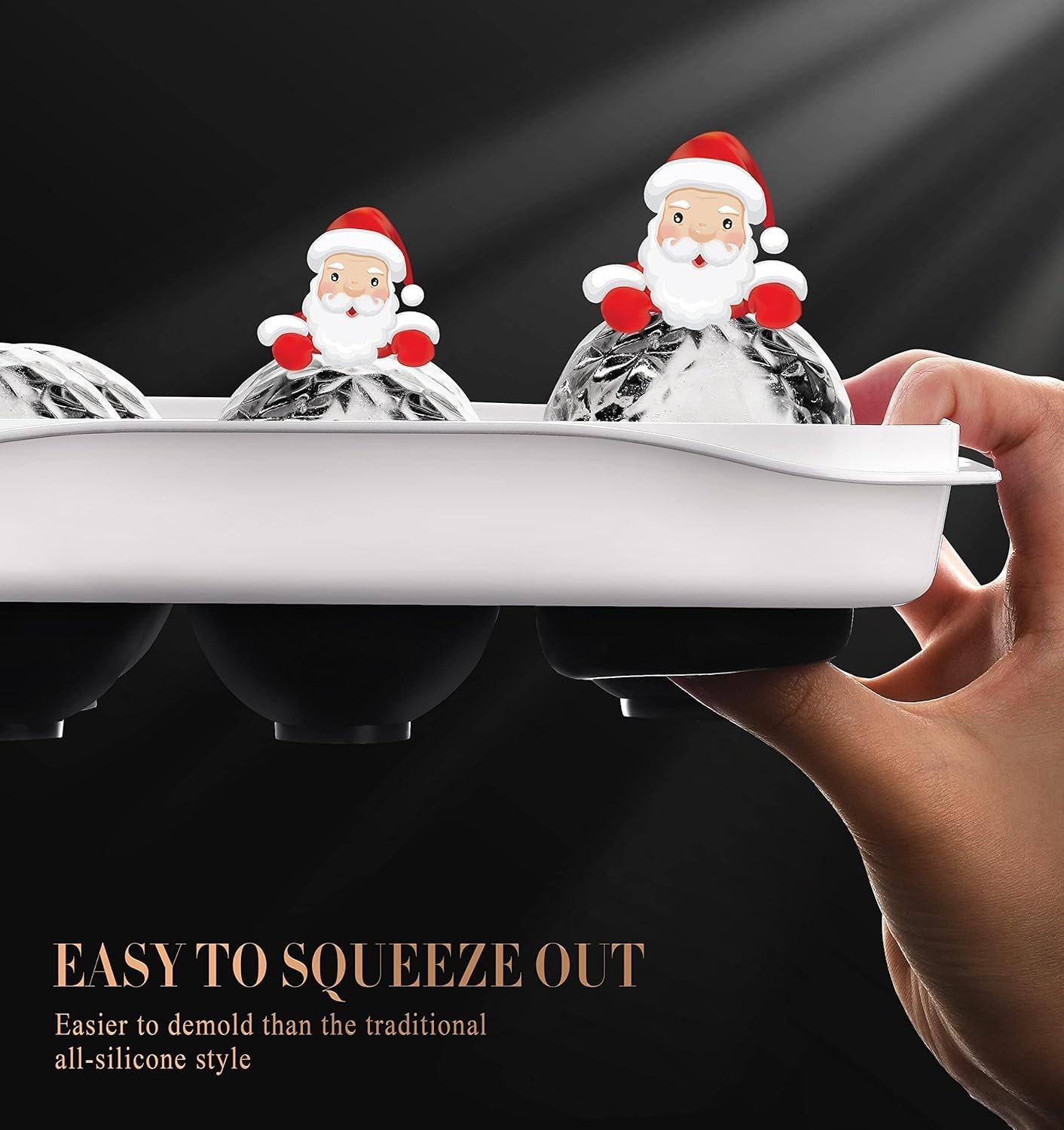 6-Cavity Ice Ball Maker Easy Release Silicone Round Ice Cube Trays with Lids