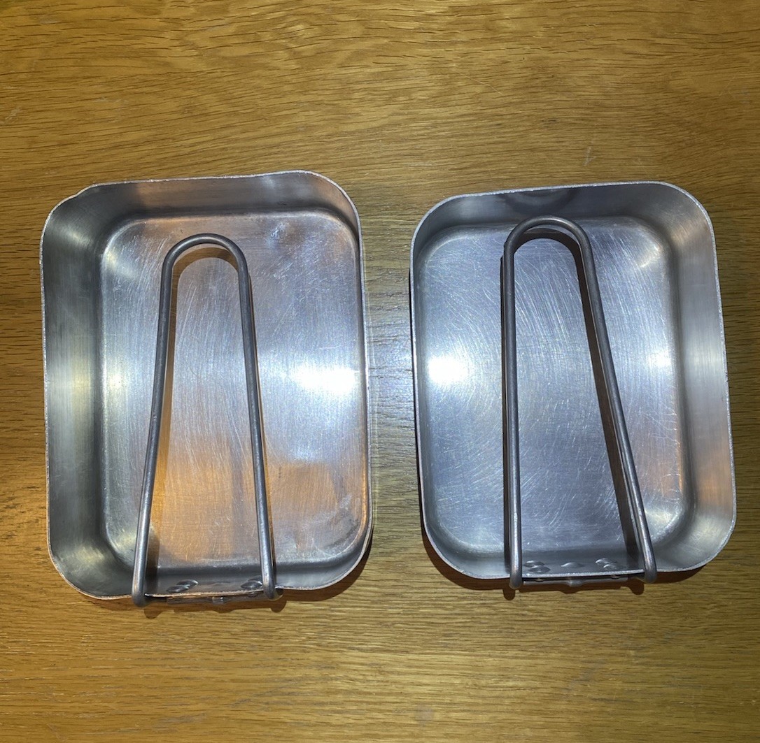 Pair Of Vintage British Mess Tins 1951 Dated Good Condition Broad Arrow