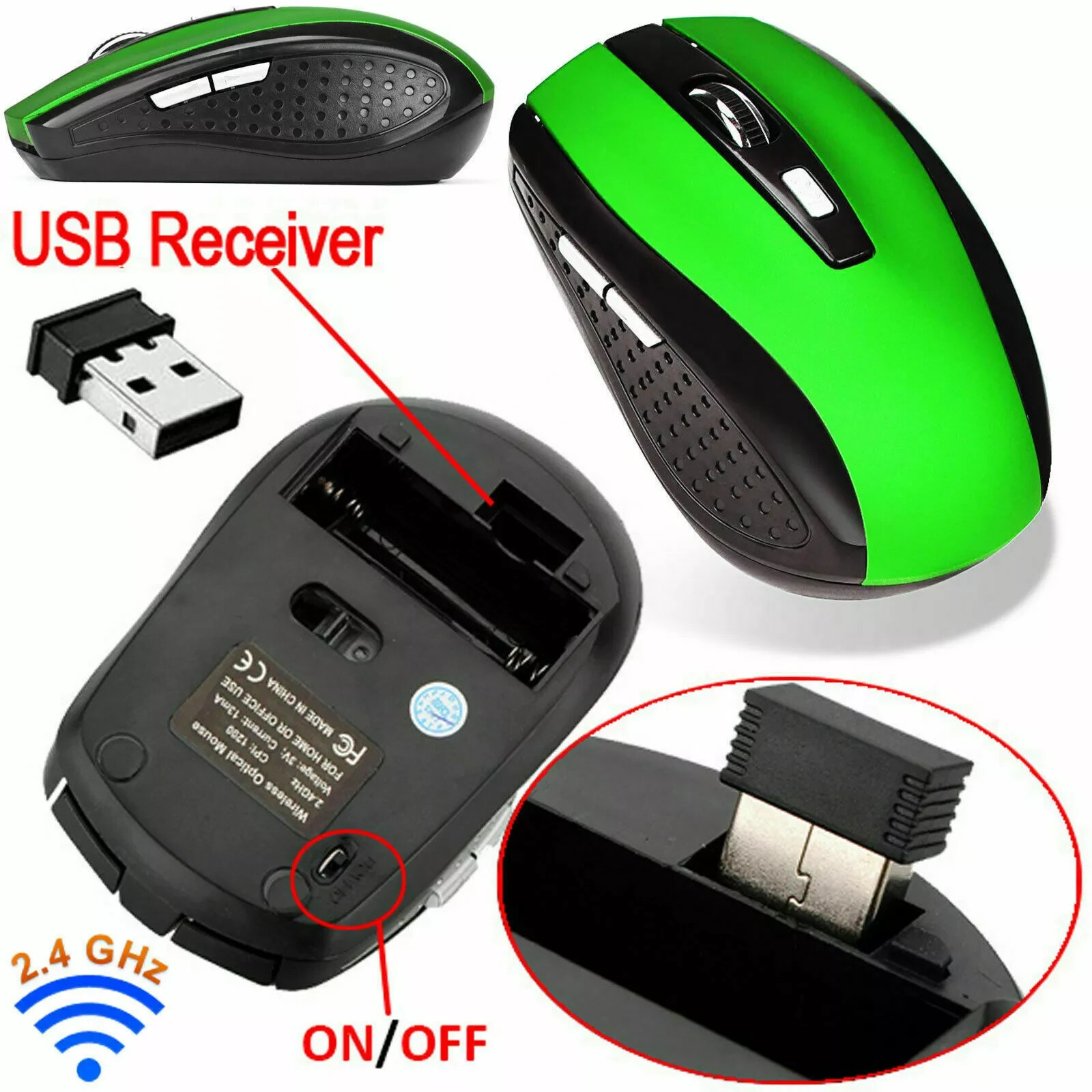 2 Wireless Optical Mouse Mice 2.4GHz USB Receiver For Laptop PC Computer DPI USA
