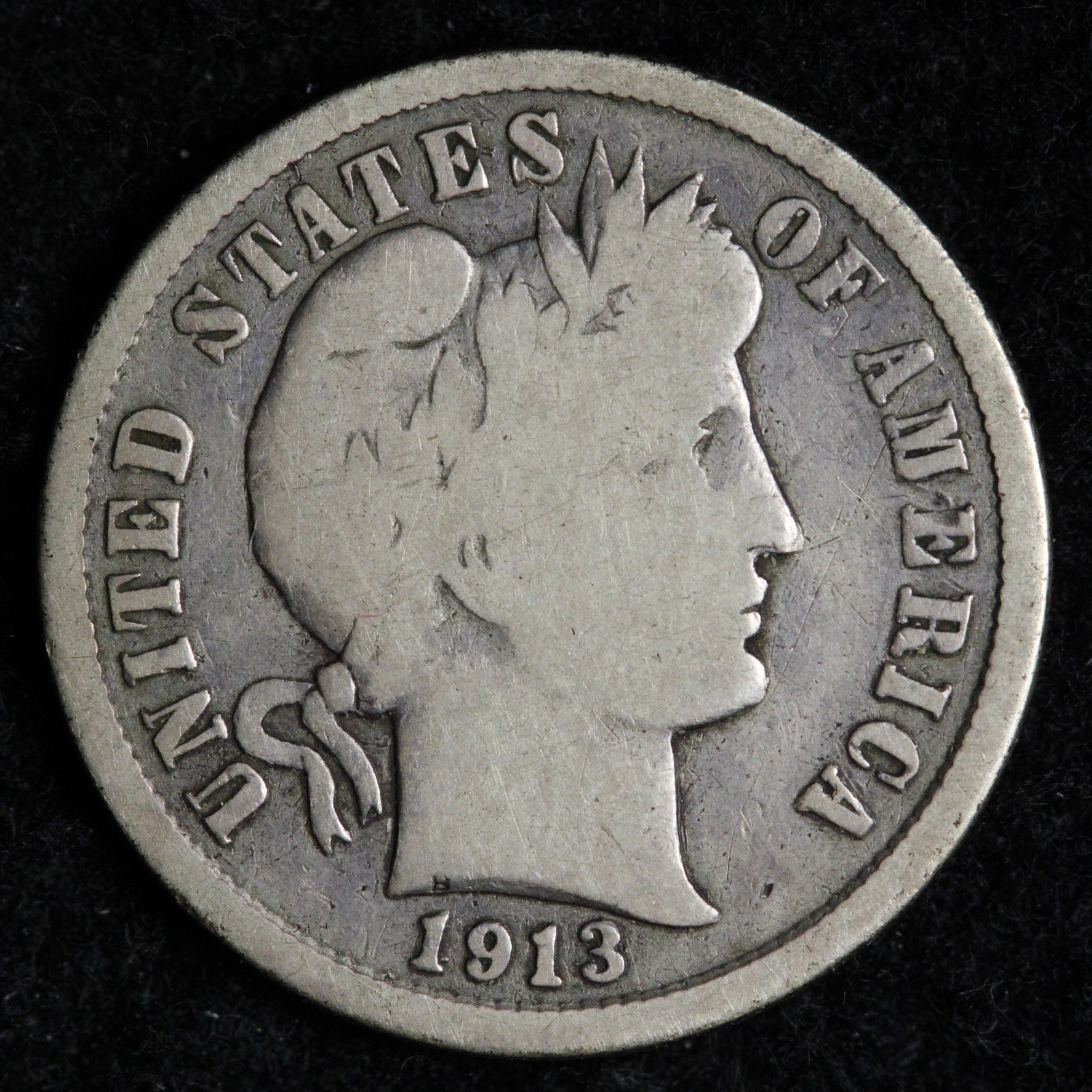 1913-S Barber Silver Dime FINE E312 ODIES
