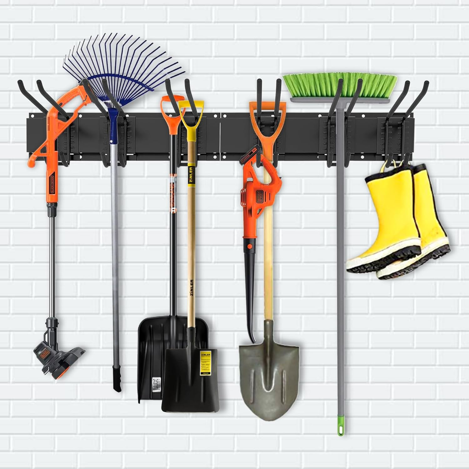 9-Piece Garage Slatwall Hook Kit – 6 Double Utility Hooks + 3 Mounting Plates (1