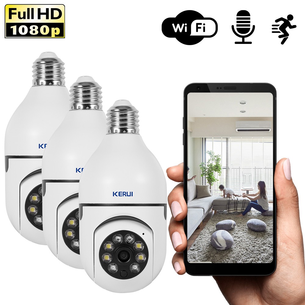 1080P WiFi E27 Light Bulb Camera 3PCS Smart Home Security Surveillance Cameras