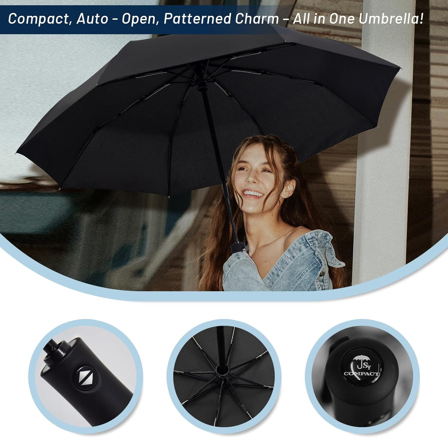 Travel Umbrella Windproof Automatic Umbrellas Small Compact UV Sun Protection Fa