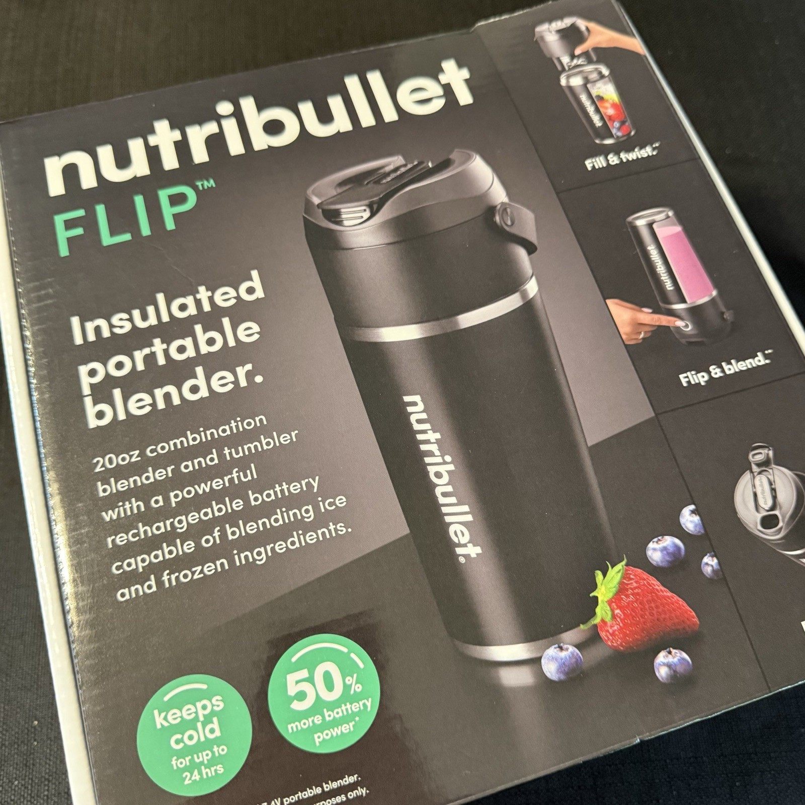 NutriBullet - Flip Insulated Portable Blender - Black