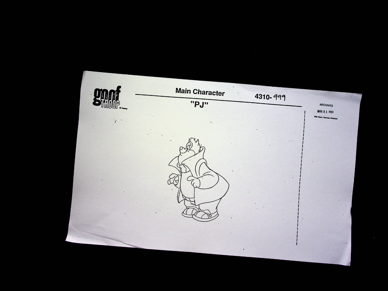 Disney's GOOF TROOP 1991 Production Studio COPY Model Sheet Guide Page