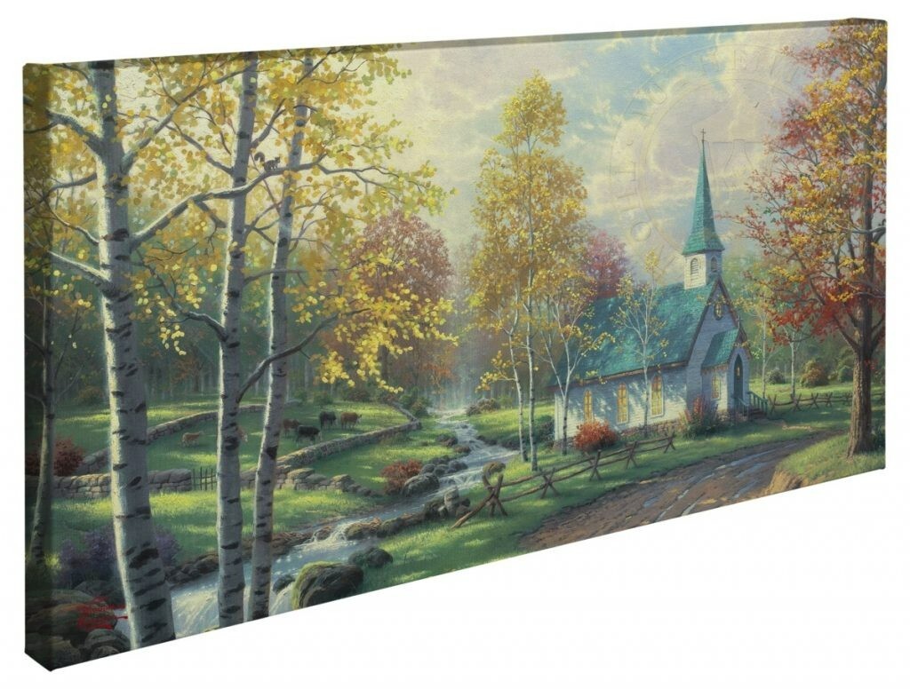 Thomas Kinkade Aspen Chapel 16 x 31 Gallery Wrapped Canvas